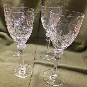 Set of 4 Rogaska Crystal Gallia Vintage 9 1/4" Water Goblets Floral Orig Owner